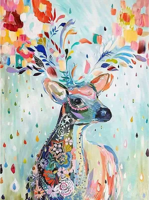 Productafbeelding van SPRINGOS Diamantmozaïek Creatieve Set, Ruitmotief, Creatief plezier, Mosaïek afbeelding van een hert, 30 x 40 cm