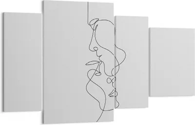 Produktbild von Bild auf Leinwand - Leinwandbild - 4 Teile - Stück Linear Paar - 120x70cm - Wand Bild - Wanddeko - Wandbilder - Leinwanddruck - Bilder - Wanddekoration - Leinwand bilder - Wandbild - DL120x70-4895
