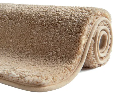 Image de Tapis de bain 100 cm x 60 cm, antidérapant, lavable en machine, doux, absorbant, moelleux, en microfibre, couleur crème, réutilisable