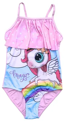 Produktbild von Badeanzug mit Rüschen Einhorn Rosa 92-98 cm