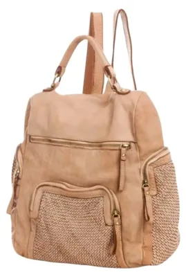 Produktbild von Bag Svetta Beige Backpacker Designer Rucksack Damenhandtasche Schultertasche Leder Italy Neu