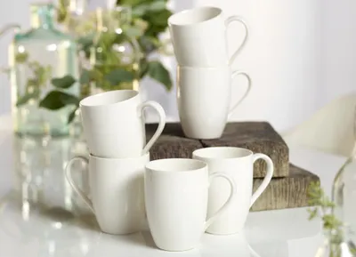 Produktbild von vivo - Villeroy & Boch Group – Basic White BmH Set 6tlgEC – Premium Porcelain – Art.-Nr. 1952777700 – EAN 4003686368194 – Vorteilset 2 Stück – inkl. 4 Edelstahl-Trinkhalme