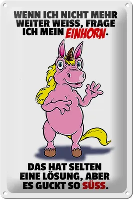 Produktbild von Blechschild Spruch 20x30cm Frage ich mein Einhorn