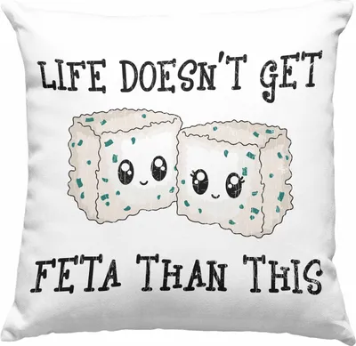 Produktbild von Trendation - Lustige Deko-Kissen mit Füllung 40x40 Wortspiel Geschenk Life Doenst Get Feta Than This Witziger Spruch Geschenk Freundin Büro Arbeit (Rosa)