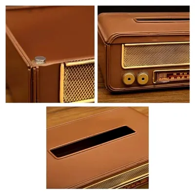 Produktbild von Taschentuchbox mit Magnetverschluss im Vintage-Radiodesign