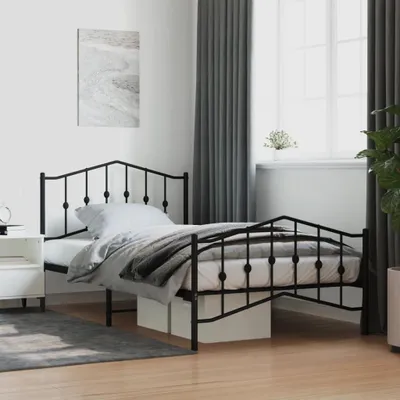 Produktbild von Möbel Bettgestell mit Kopf- und Fußteil Metall Schwarz 100x200 cm - Klassische Betten 373802