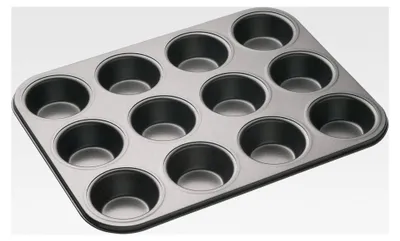 Produktbild von MasterClass Antihaft-Cupcake-Backblech mit Mulden, Stahl, Grau, 35 x 27 x 2,5 cm