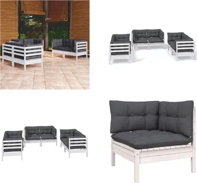 Produktbild von vidaXL 6 tlg. Garten Lounge Set mit Kissen Massivholz Kiefer - Garten-Lounge-Set - Garten-Lounge-Sets - Gartenmöbel-Set - Gartenmöbel-Sets