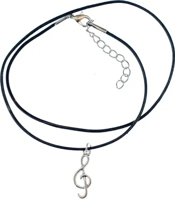 Produktbild von Notenschlüssel Musik Kette Halskette Miniblings Violinschlüssel silber Leder