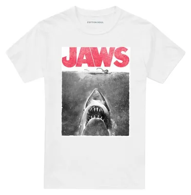Produktbild von Jaws - T-Shirt für Herren/Damen Uni, Ringgesponnene Baumwolle TV35495 (3XL) (Weiß)