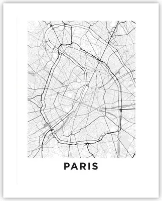 Produktbild von Poster - Poster ohne Rahmen - Stadt Karte Paris - 40x50 cm - Wand Bild - Wanddeko - Wandbilder - Kunstposter - Wandposter - Bilder - Kunstdruck - Wanddekoration - Wandbild - P2XPA40x50-4868