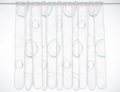 Produktbild von Gardinen Kranzusch Scheibengardine Kringel 90x385 cm H/B weiß mit grün/gelb Bistrogardine Vorhang Küche 1er Pack