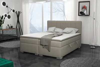 Produktbild von Boxspringbett Schlafzimmerbett LAURIN 200x200cm Stoff Aragon Cappuccino