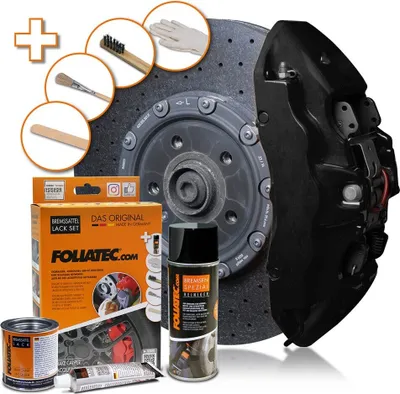 Produktbild von FOLIATEC 2176 Bremssattellack Farbe Spray Set Schwarz Matt 400ml 125ml 50ml
