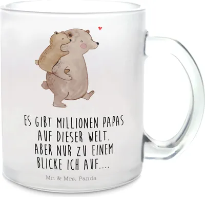 Produktbild von Mr. & Mrs. Panda Tee Tasse Papa Bär - Transparent - Geschenk, Muttertag, Trinkglas, Vatertag, Haferl, Teetasse, Pott, Teeglas, Geburtstag