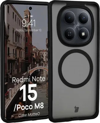 Produktbild von Handyhülle mit Magnetring für Xiaomi Redmi Note 15 4G / 5G / POCO M8 5G, Bizon Case MatteO, Getönt-Schwarz