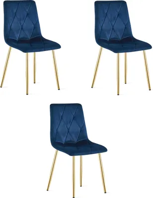 Image de Chaise LIBRA - velours bleu marine / pieds dorés x 3