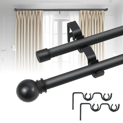 Obrázok produktu pre Dvojitá záclonová tyč, 79-132 cm, kov