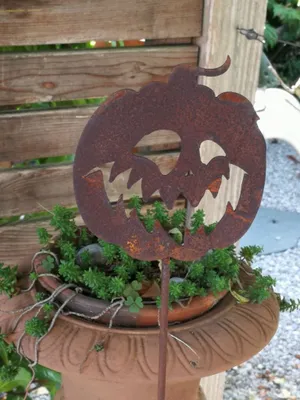 Produktbild von Edelrost Halloween Kürbis Phat Jack am Stab