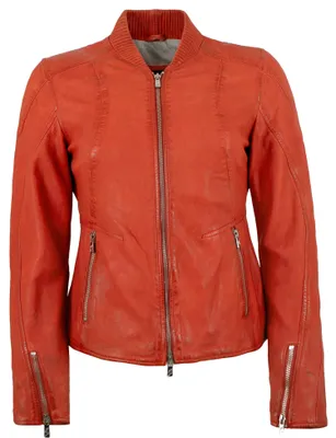 Produktbild von Jilani - Damen Echtleder Lederjacke Lammleder rotorange