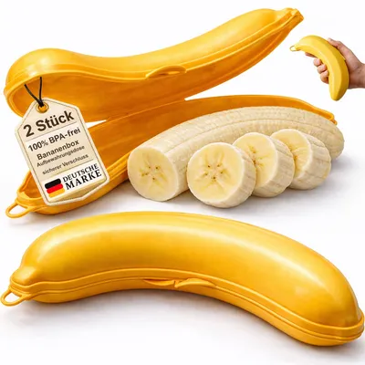 Produktbild von Bananenbox 2er Set Bananendose Bananen Dose Box Aufbewahrung Lunchbox für Banane