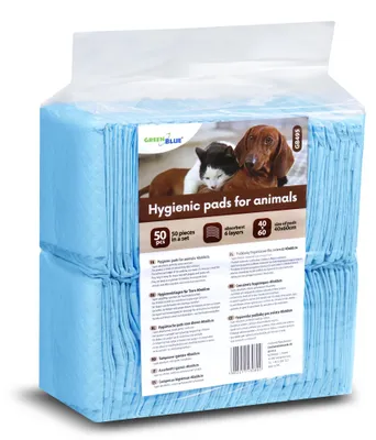 Produktbild von Hygieneunterlagen für Hunde - Pipiunterlagen für Welpentraining - 40 x 60 cm - 50 Stück - Fasermaterial - Blau