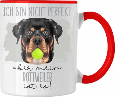 Produktbild von Trendation - Rottweiler Besitzer Tasse Geschenk Lustiger Spruch Geschenkidee Besitzerin Ich Bin Nicht Perfekt Aber Mein Rottweiler Ist Es (Rot)