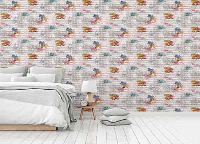 Obrázok produktu pre TADESSI | Graffiti tapety | M1-No.881 | papierové tapety | farebné | biele | neobvyklé tapety | mestské | obývacia izba | spálňa | kuchyňa