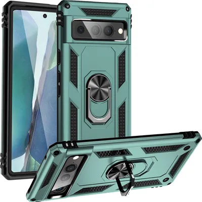 Produktbild von Google Pixel 7 Pro Hülle, Dual Layer Robust Militäre Schutzhülle mit Ringhalterung Ständer für Google Pixel 7 Pro Grün