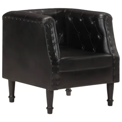 Image de vidaXL Fauteuil noir cuir véritable