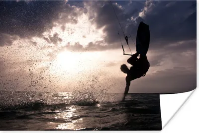 Produktbild von MuchoWow® Poster Kitesurfender Mann 30x20 cm - Plakate - Print