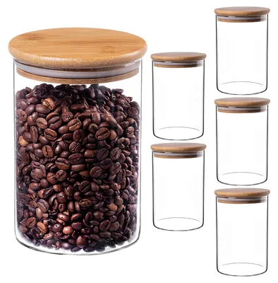 Produktbild von KADAX Glasbehälter mit Bambusdeckel, 1040ml, Set 6 Stck.