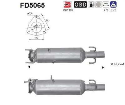 Produktbild von AS FD5065 Dieselpartikelfilter Rußpartikelfilter DPF für FIAT Ducato Kastenwagen (250, 290) Euro 5 Abgasanlage Diesel