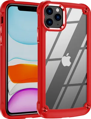 Produktbild von iPhone 11 Pro Hülle, Hybrid Transparente PC Robust TPU Bumper Stoßfest Schutzhülle für iPhone 11 Pro Rot