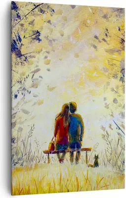 Produktbild von Bild auf Leinwand - Leinwandbild - Einteilig - Liebhaber auf Bank - 80x120cm - Wand Bild - Wanddeko - Wandbilder - Leinwanddruck - Wanddekoration - Leinwand bilder - Wandbild - PA80x120-4578