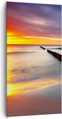 Produktbild von Bild auf Leinwand - Leinwandbild - Meer Küste Strand Sonnenaufgang - 65x120cm - Wand Bild - Wanddeko - Leinwanddruck - Bilder - Kunstdruck - Leinwand bilder - Wandkunst - PA65x120-2781