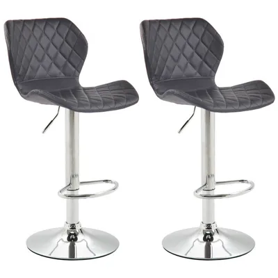 Produktbild von CLP 2er Set Barhocker Cork Kunstleder höhenverstellbar und 360 Grad drehbar schwarz Gestell Farbe chrom
