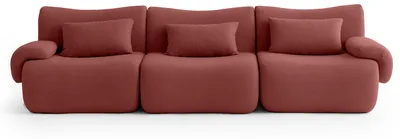 Obrázek produktu pro MILYSOFA SOFATIME – třímístná modulární pohovka, s rovnými liniemi, z jemné smyčkové látky, terakotově červená