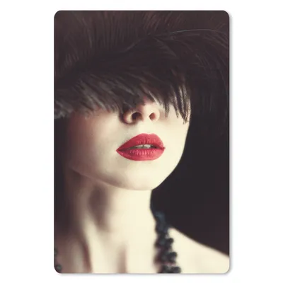 Produktbild von MuchoWow® Mauspad Mousepad Frau - Lippen - Rot - Porträt 18x27 cm - Mousepads - Maus Mat - Pad - Mausunterlage