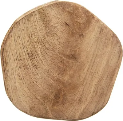 A close-up view of a wooden coaster with a natural wood grain pattern.