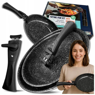 Obrázek produktu pro Sada 2 mramorových pánví 24/28cm s odnímatelnou rukojetí pro indukci