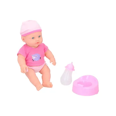Produktbild von My Baby & Me Baby Puppe mit Flasche und Töpfchen - Pipi-Puppe - Polyester - Rosa