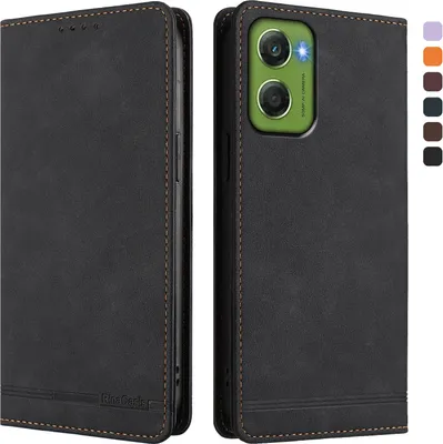 Immagine prodotto di Custodia per Motorola Moto G06, custodia retro in Finto cuoio flip con supporto e slot per carte Nero