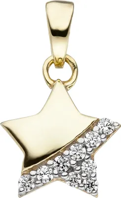 Produktbild von Anhänger Stern Sternchen mit weißen Zirkonia 375 Gold Gelbgold für Kinder