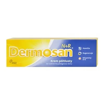 A product box for Dermosan N+R Halbfettcreme.