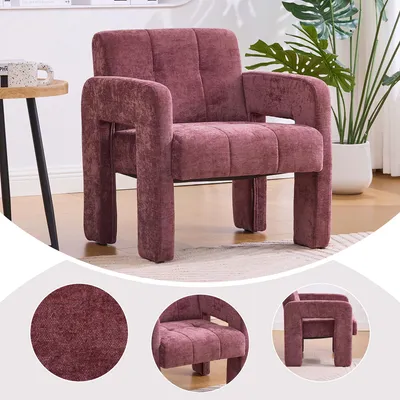 Image de Fauteuil individuel moderne et minimaliste en tissu, style nordique, rembourrage confortable – pour le salon, la chambre à coucher et le bureau