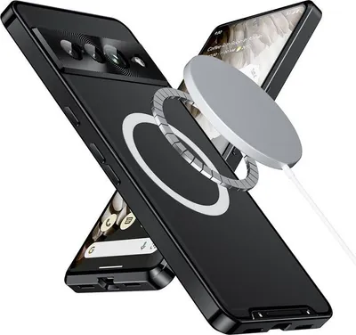 Obrázek produktu pro Kovové pouzdro pro Google Pixel 7 Pro matné průsvitné pouzdro s magnetickou cívkou a ochranou kamery černé