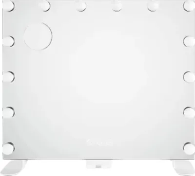 Image de Miroir de maquillage éclairé Fioren - Miroir Hollywood avec 14 ampoules LED à intensité variable - 3 températures de couleur - Contrôle tactile - Sans USB - Blanc - 60 x 50 cm