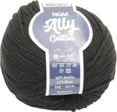 Obrázek produktu pro Příze ALLY Bavlna - 50g / 140 m - Černá
