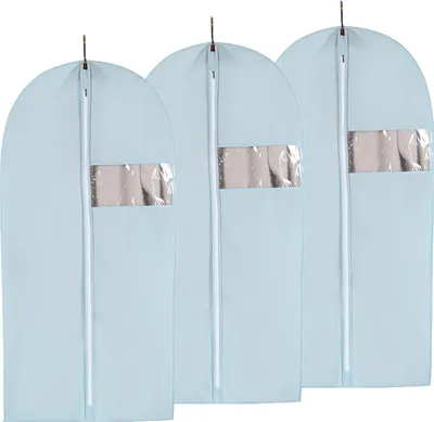 Produktbild von 3 Stück Kleidersack für die Aufbewahrung mit Reißverschluss für den Jacke Mantel Kleider Abendkleider Anzug, Farbe: Blau,Größe: 60*140 cm